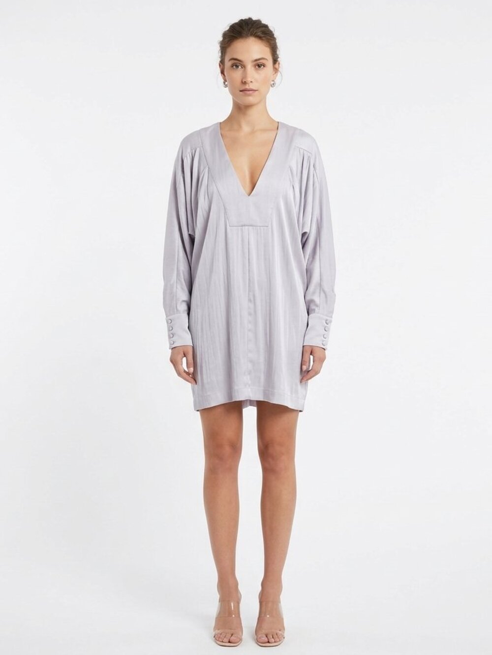 French Connection Silver Grey "Precious" Dolman Sleeve Mini Dress NEW- Sz. 4